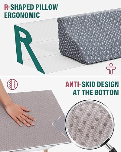 Miniatura 3 de Cuñas de espuma para posicionamiento en la cama  Almohada de cuña en forma de R 3 en 1  para personas mayores, adultos, pacientes postrados en cama