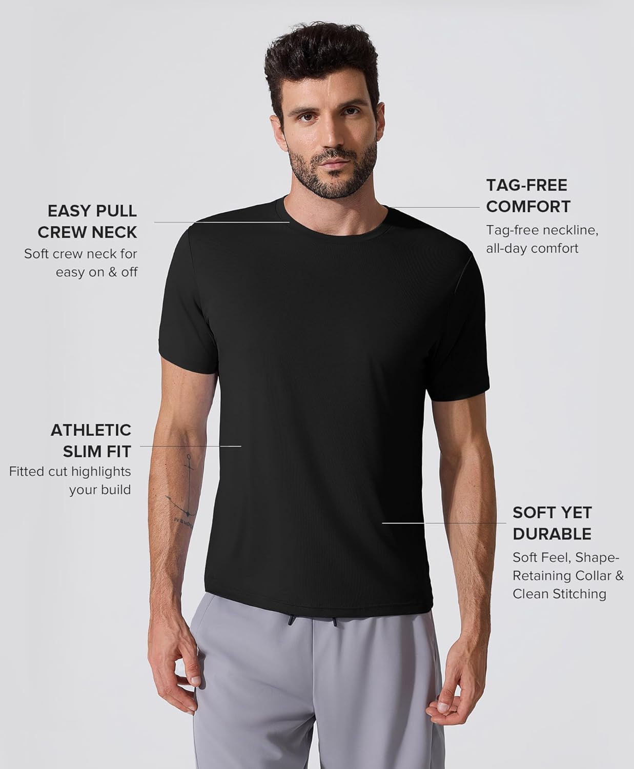 BRXL Workout Shirts for Men Lightweight Moisture Wicking Crewneck Running Athletic T-Shirts Short Sleeve Gym Tops - Image 2