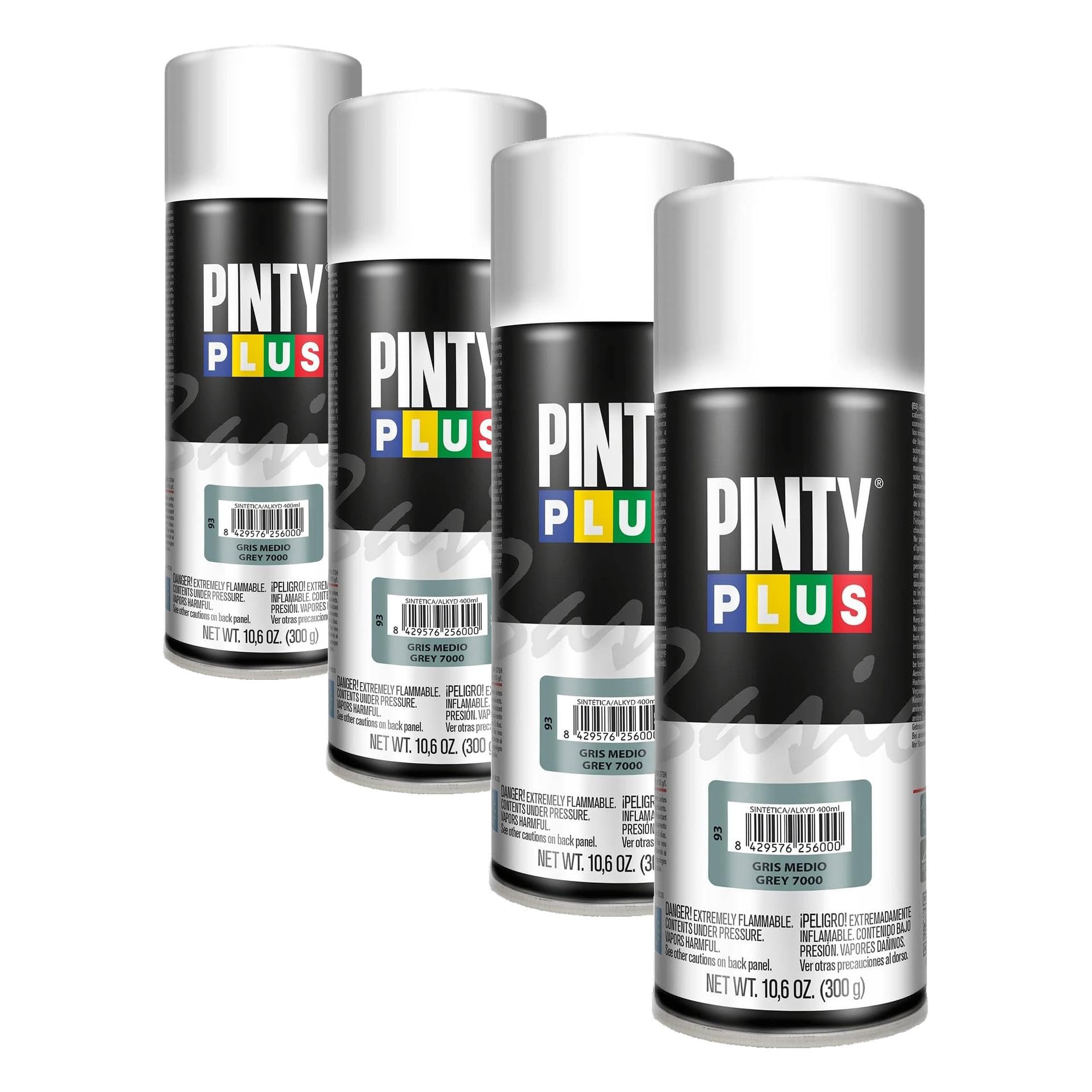 Pintura en spray Pinty Plus Basic 400ml Gris Medio para cubrir imperfecciones en casa