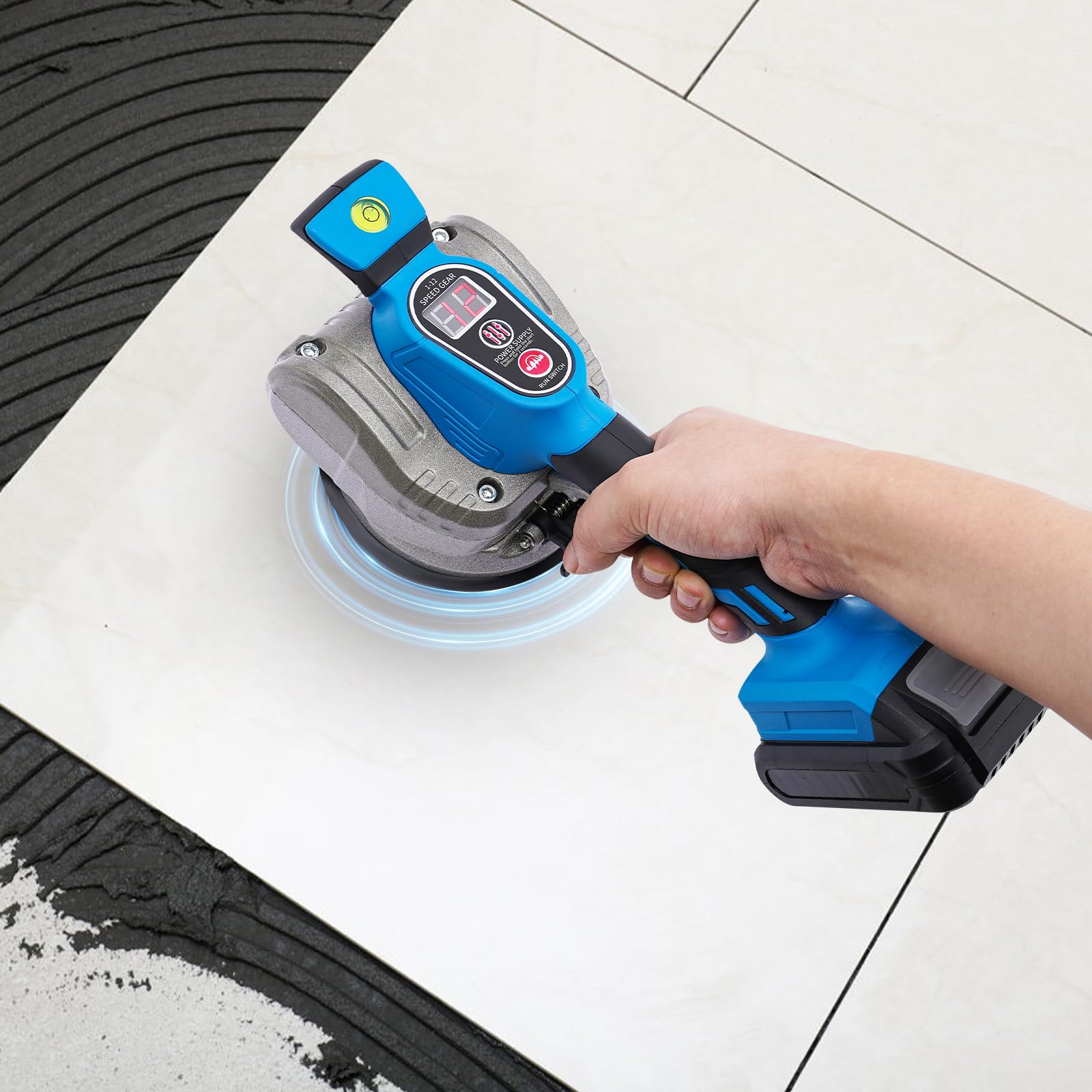 Vibratore per piastrelle Biusgiyeny 21V con 2 batterie, 12 velocità, assorbimento di 80 kg