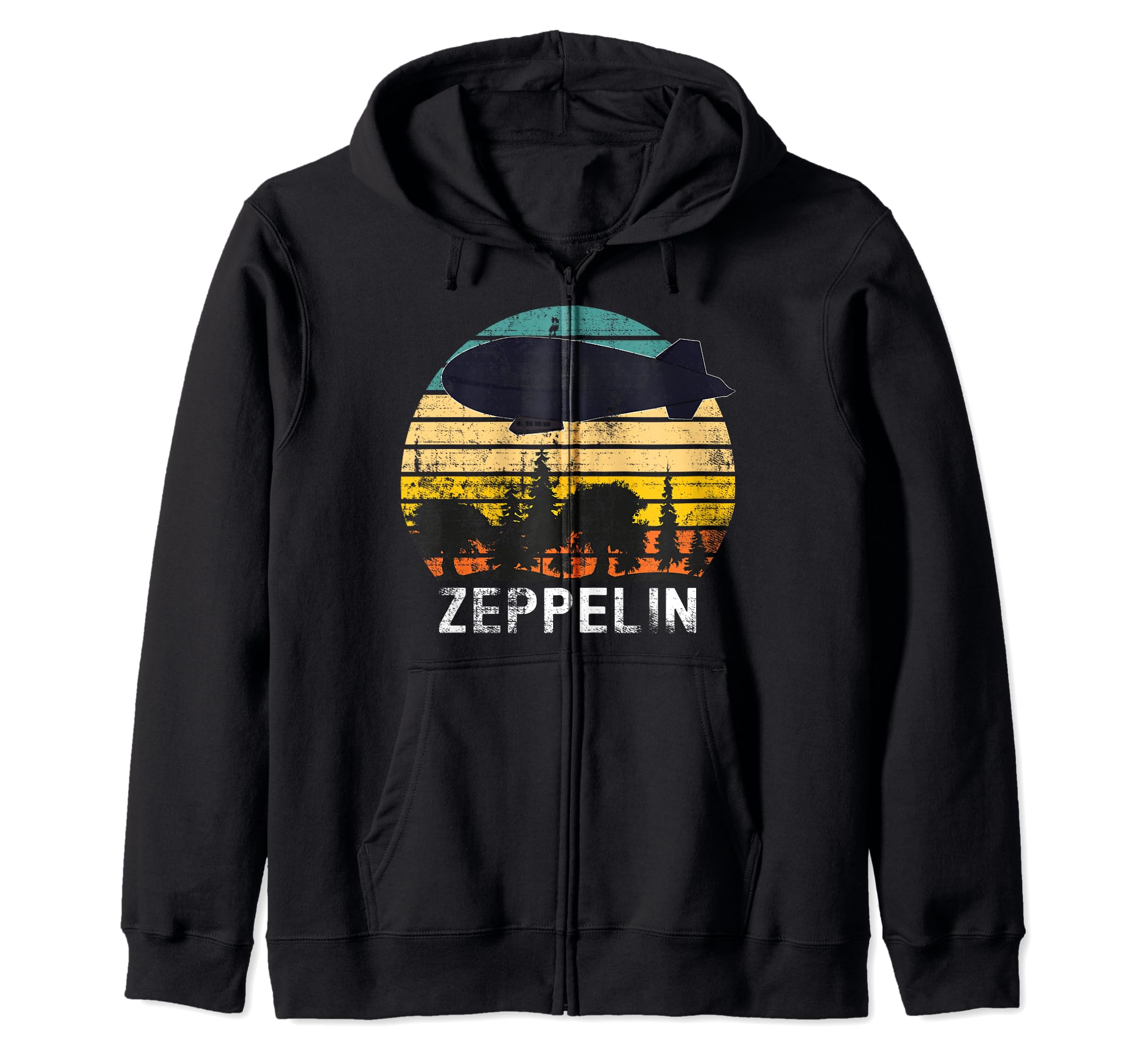 Vintage Retro Zeppelin - Dirigible Airship StoreVintage Retro Zeppelin - Distressed Style Dirigible Airship Zip Hoodie
