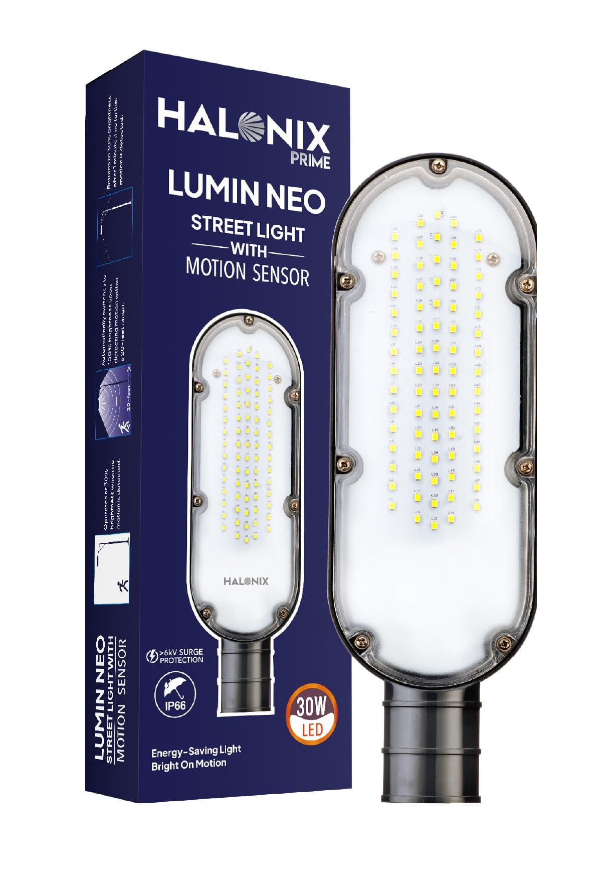 Halonix 30-Watt Motion Sensor Street Light | Waterproof Outdoor Light | Motion Sensor Outdoor Light | Street Light for Outdoor Purposes | Color- White | Heat Resistant | Pack of 1-image-11