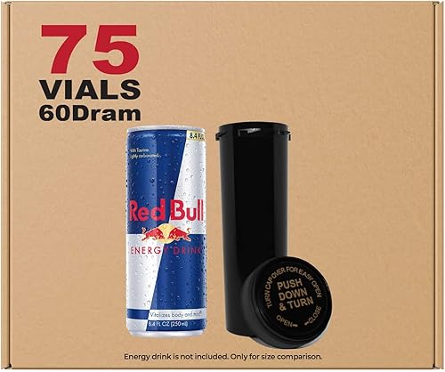 W Gallery 75 Black 60 Dram Reversible Cap – Frascos herméticos a prueba de olores – Botellas de plástico de grado médico para píldoras, hierbas,