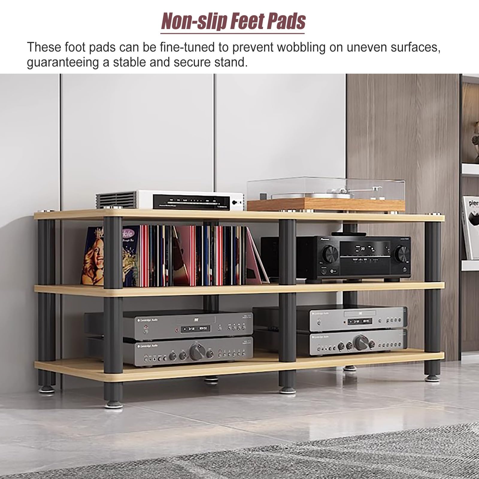 Scaffale stereo resistente – Armadio multiuso HiFi per componenti del soggiorno, ideale per apparecchiature audio e casa