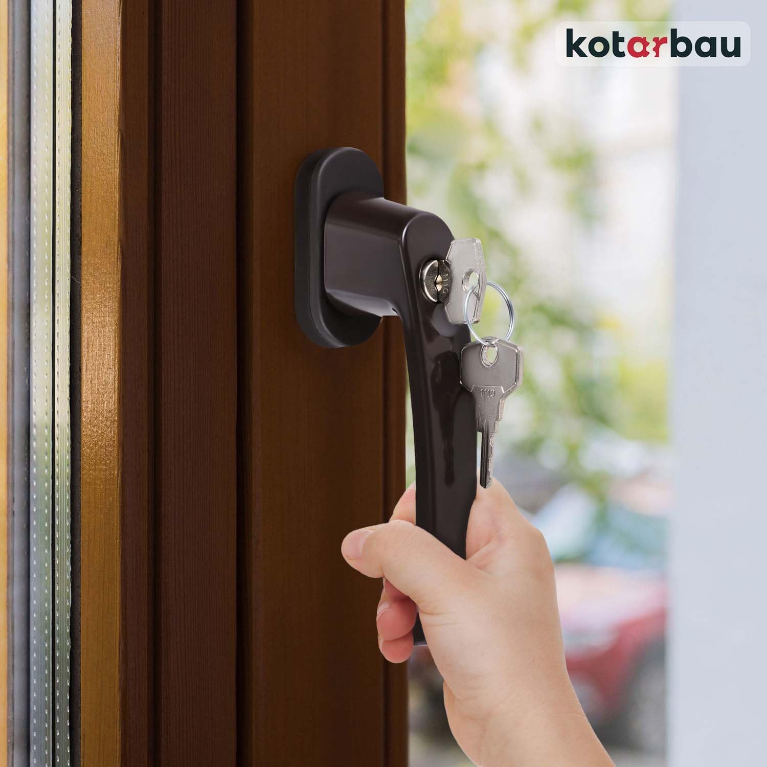 KOTARBAU® 4er Set Fenstergriff abschließbar Braun Aluminium pulverbeschichtet Fenstergriff mit Schloss abschließbare Fenstergriffe Stift 35mm Fensterschloss Kindersicherung Fenstergriffe abschliessbar