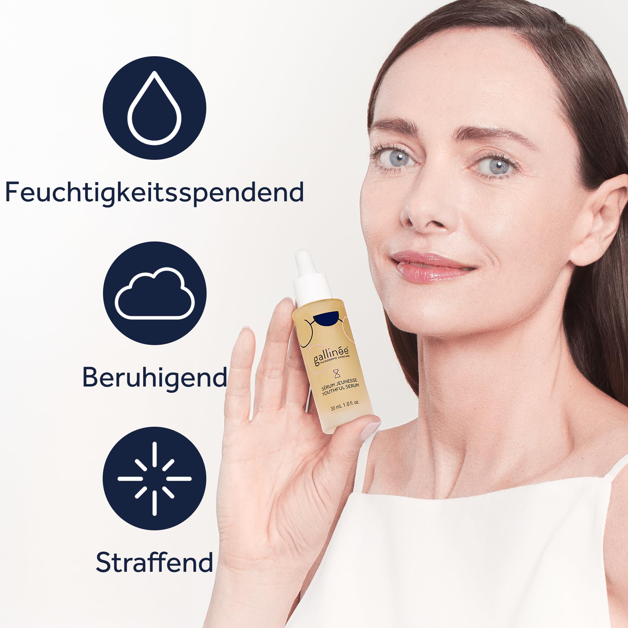 Gallinée Youthful Serum - Dermatologisch getestete Anti-Aging Gesichtspflege mit Postbiotika, Präbiotika und Milchsäure, spendet Feuchtigkeit & verleiht Strahlkraft - Ideal für alle Hauttypen - 30 ml.