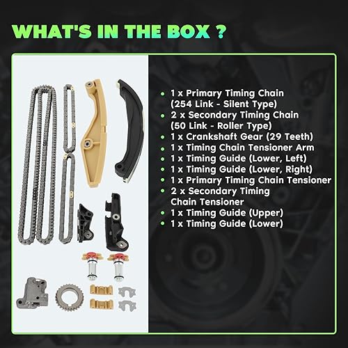 Miniatura 2 de SCITOO Juego de 13 unidades de cadena de distribución del motor para Ford F-150 Explorer Mustang Edge Transit-250 350 Taurus Flex para Lincoln MKZ