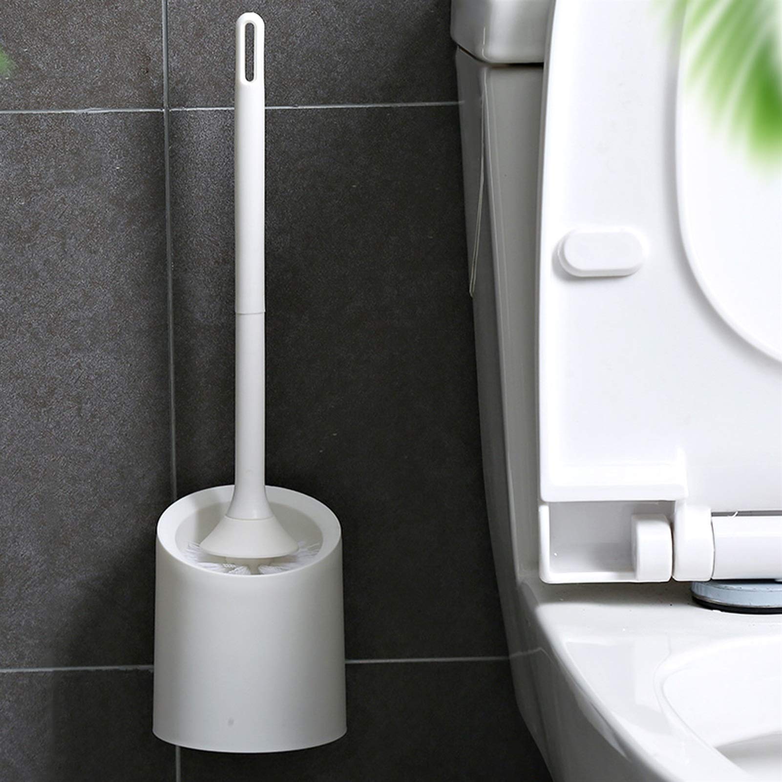 Lavar el baño, Escobillero de Pared Blanco con Cepillo Mango Largo