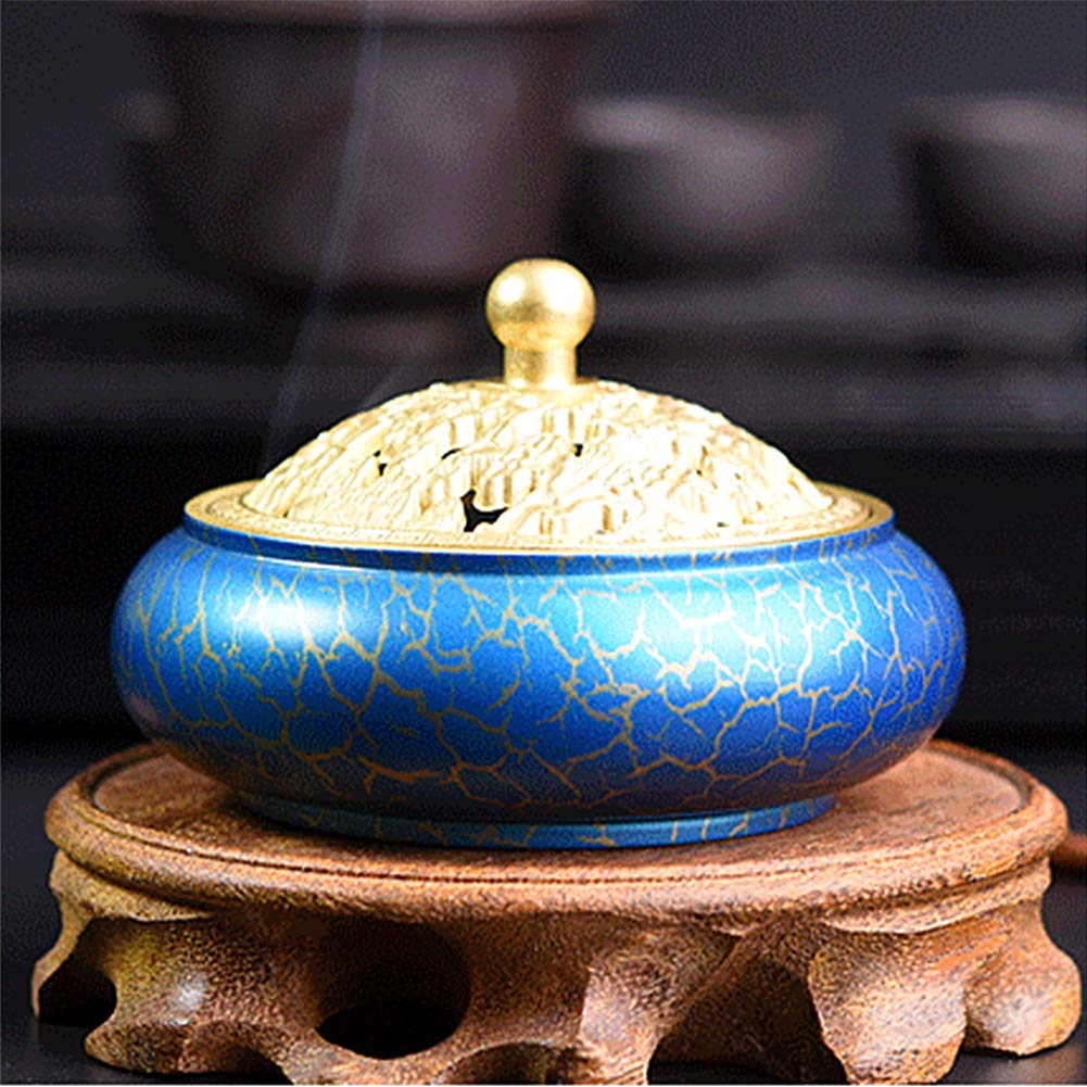 Cuivre Pur Porte-encens Brûleur- Encens en Forme de bâton/cône/Bobine Poêle d'aromathérapie au Bois de Santal Cendrier Plateau Bol Diffuseur de Parfum- Convient à Accueil Bureau