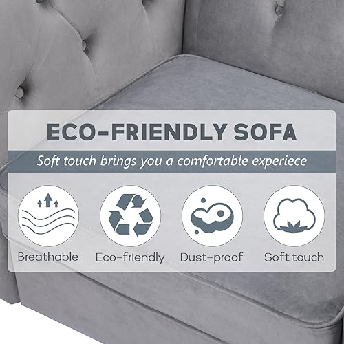 Miniatura 6 de Silla decorativa de terciopelo individual copetudo, juego de sofá moderno con cojín de asiento acolchado grueso para sala de estar, dormitorio o