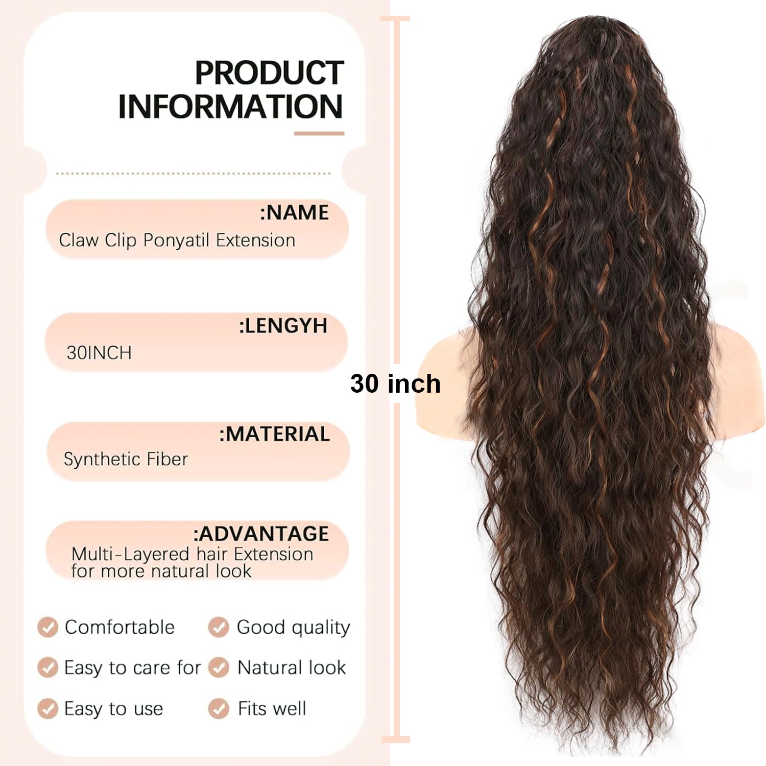 PORSMEER Claw Ponytail Hair Extension 30 inches - Image 4