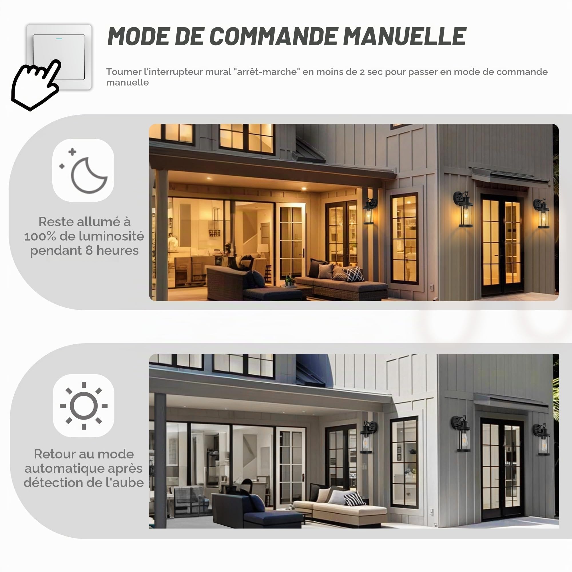 FTL Vintage Applique Murale Exterieur avec Détecteur de Mouvement, Noir Lampe Murale Industrielle, E27 Porche Luminaire Exterieur Lanterne avec Capteur de Mouvement IP44 pour Jardin Entrée Patio Yard