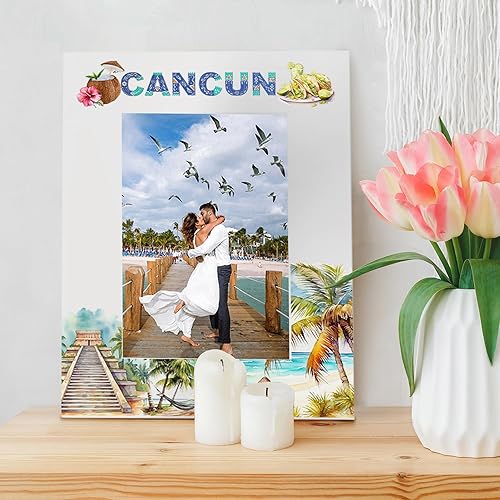 Miniatura 5 de KATE POSH Marco de fotos Cancún, vacaciones familiares en Cancún, México, luna de miel, boda, decoración de playa (5 x 7 - vertical)