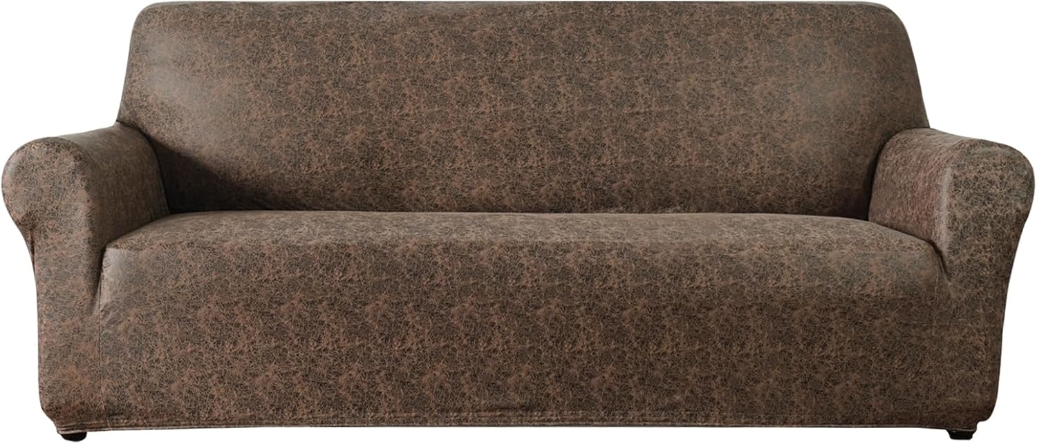 molasofa Oversized Sofa Cover for Home Décor, Soft 3 Cushion Couch Cover for Sofa, Leather-Like Spandex Slipcover. 1-Piece Couch Cover for Dogs and Cats (Oversized Sofa,04 Dark Brown) Oversized Sofa 04dark Brown