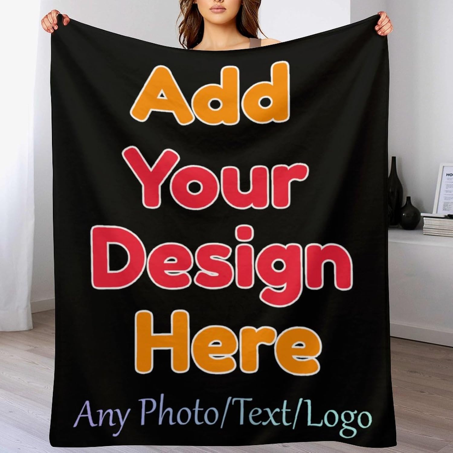 Customized Blankets with Name Photo,Wearable Blanket Hooded, Gifts for Adult Women & Kids Personalized Gifts