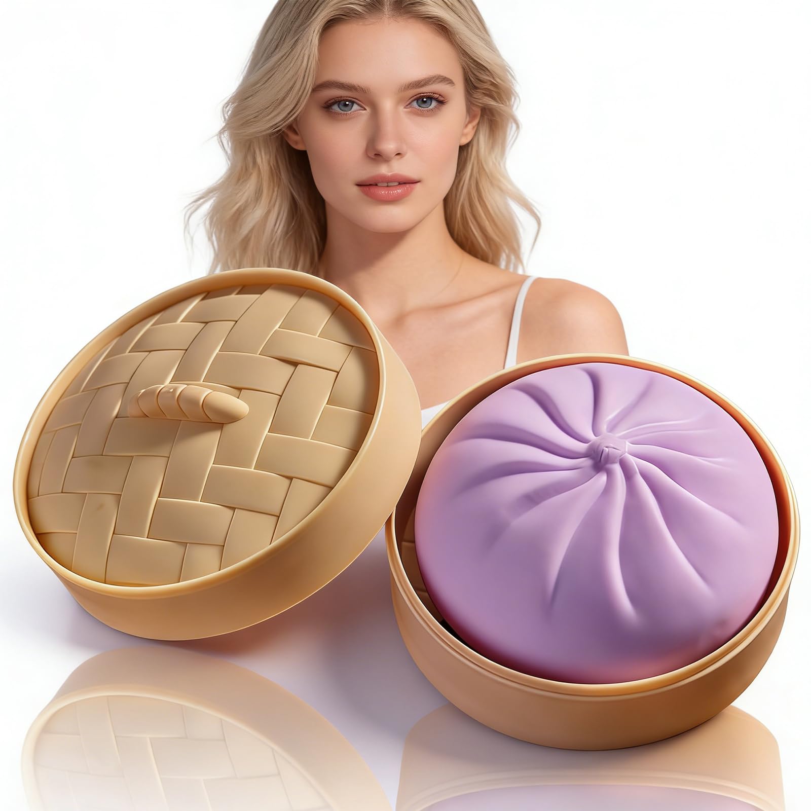 Giant Glitter Dumpling Stress Relief , Purple Squishy Dumpling Steamer Bun Design for Adults Anxiety Relief, Home Office Desk Sensory
