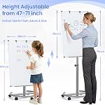 MAKELLO 36"x24" Mobile Whiteboard on Wheels, Rolling White Board with Stand | Aluminum Frame, Magnetic Surface, Adjustable Height, Rolling Whiteboard on Wheels, Dry Erase Board for office classroom