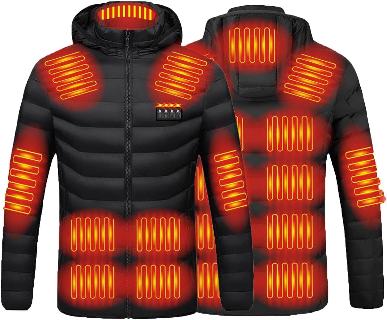 Giacca Riscaldata per Uomo Donna, USB 19 Zone Di Riscaldato Gilet Riscaldante Elettrico Cappotti Con Cappuccio, Gilet Caldo Invernale per Sci All'aperto Moto Escursioni In Campeggio
