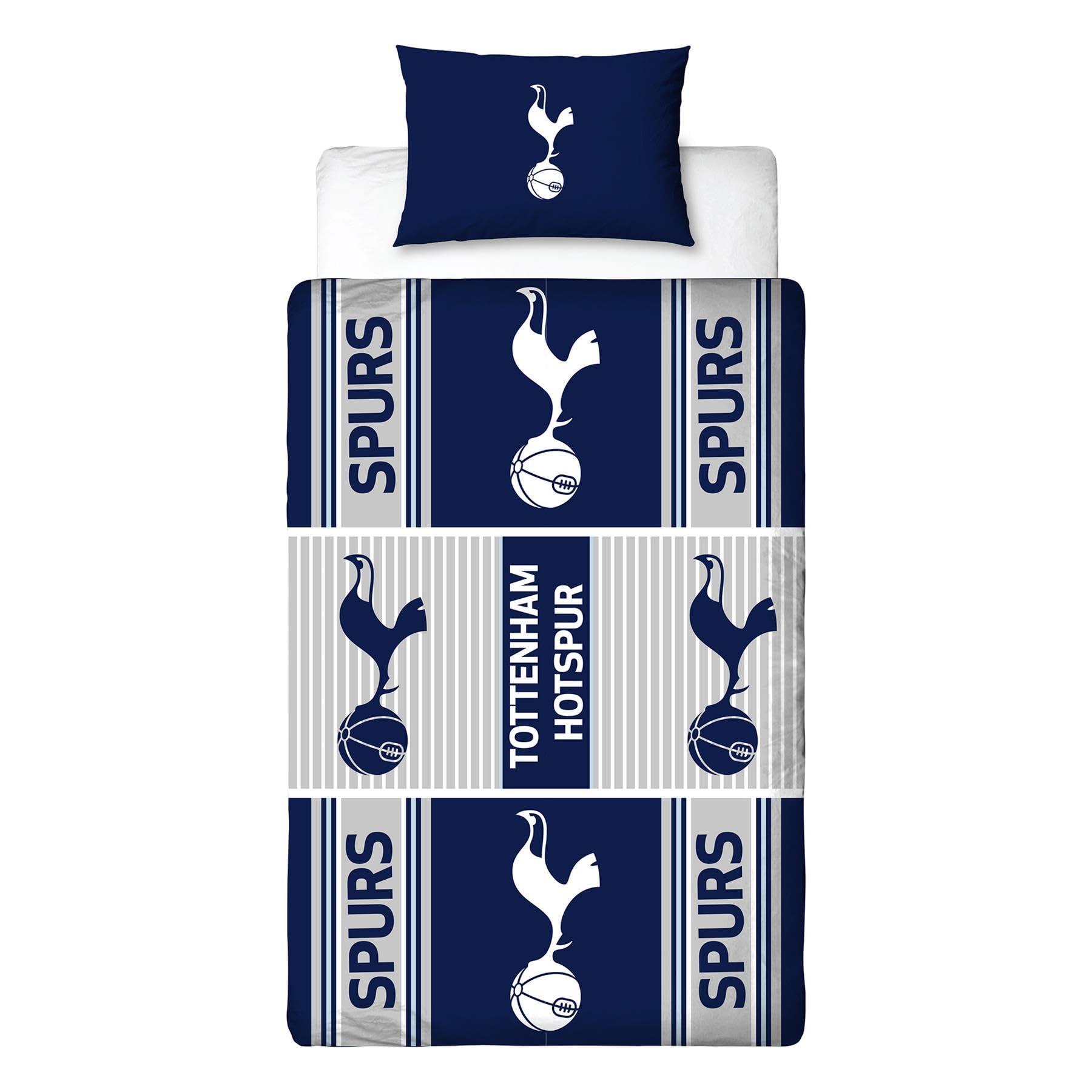 Character World Tottenham Hotspur FC Single Duvet Cover Bed Set – Official Reversible Bedding – Polycotton Spurs Crest Emblem Design