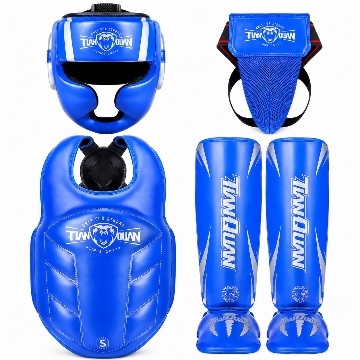 Boxen Schutzausrüstung – Schutzset für Kampfsportler , Blau , S