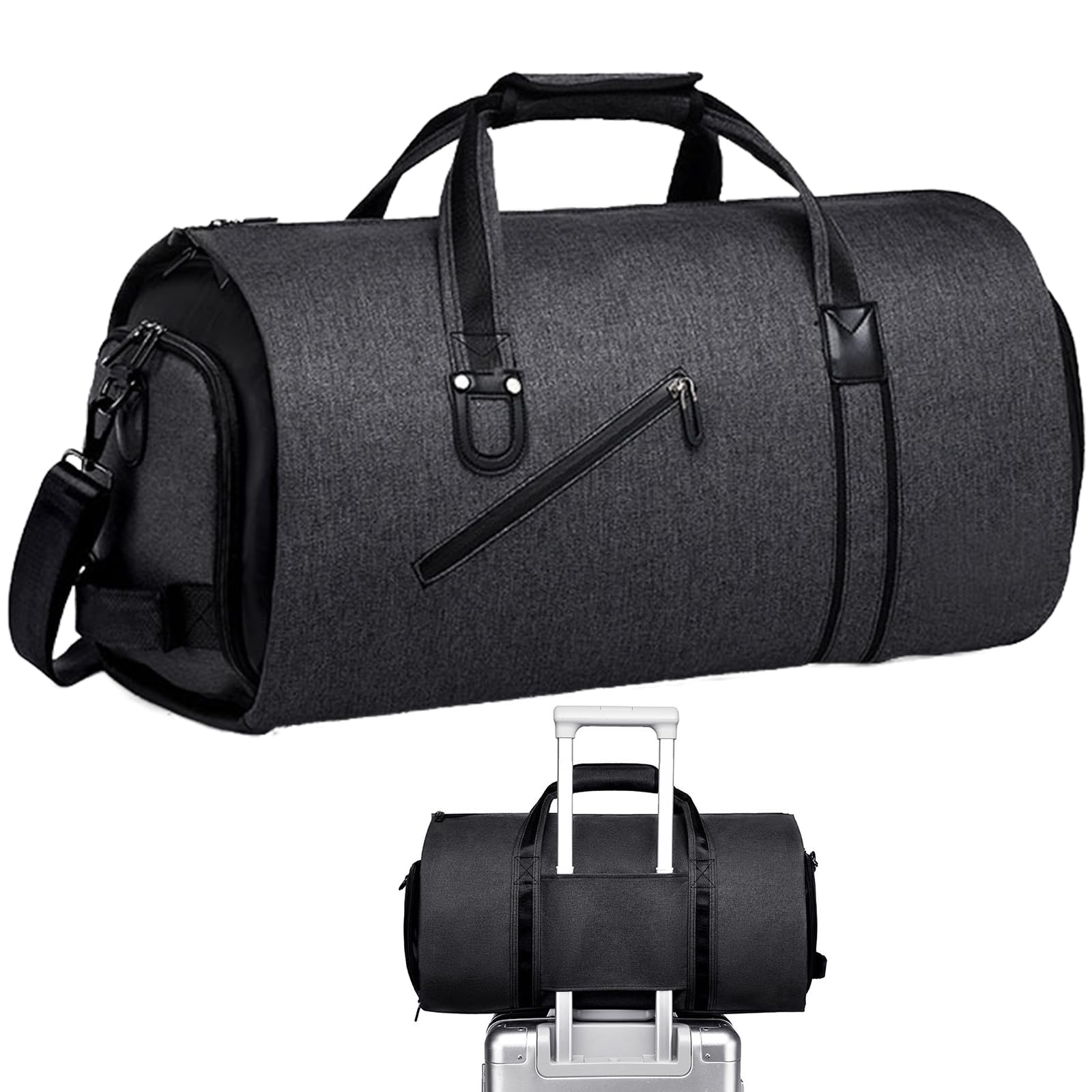 Garment Travel Duffle Bag Faltbare Handgepäck mit Schultergurt und Schuhfach, 2-in-1 Hängekoffer für Geschäftsreisen, Schwarz