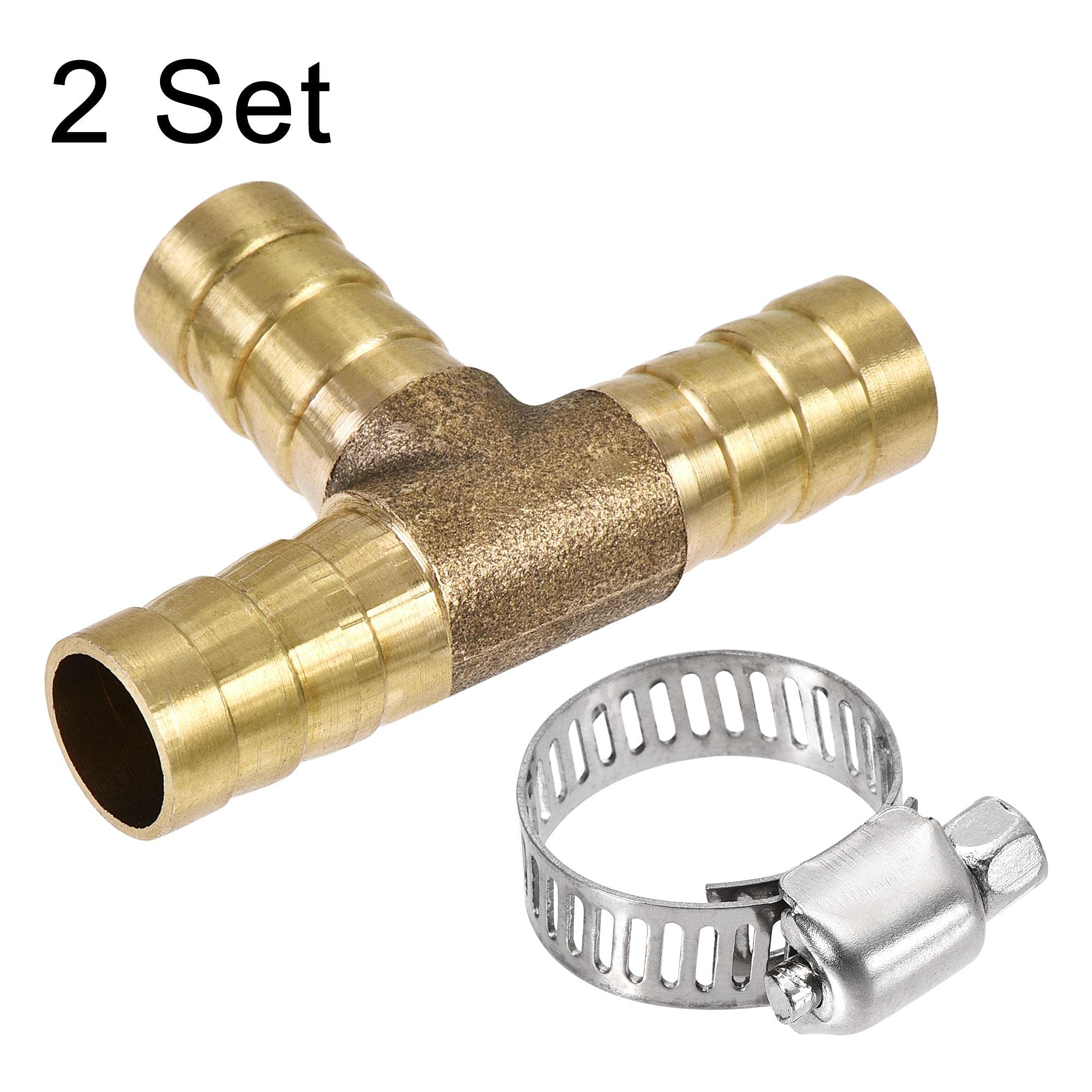 Uxcell Barb Hose Fitting Brass Hose Reducer Fitting Tee T Type 3 Way...
