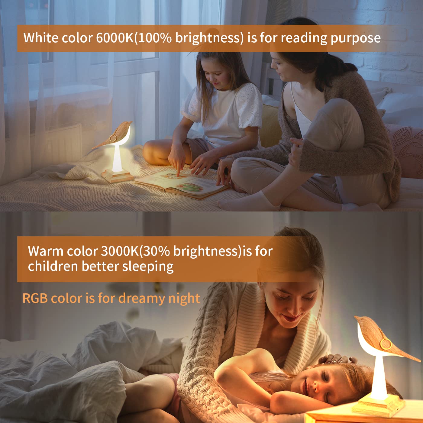 Xhope4u Cordless LED Table Lamp with RGB Base,Touch Sensor, Remote