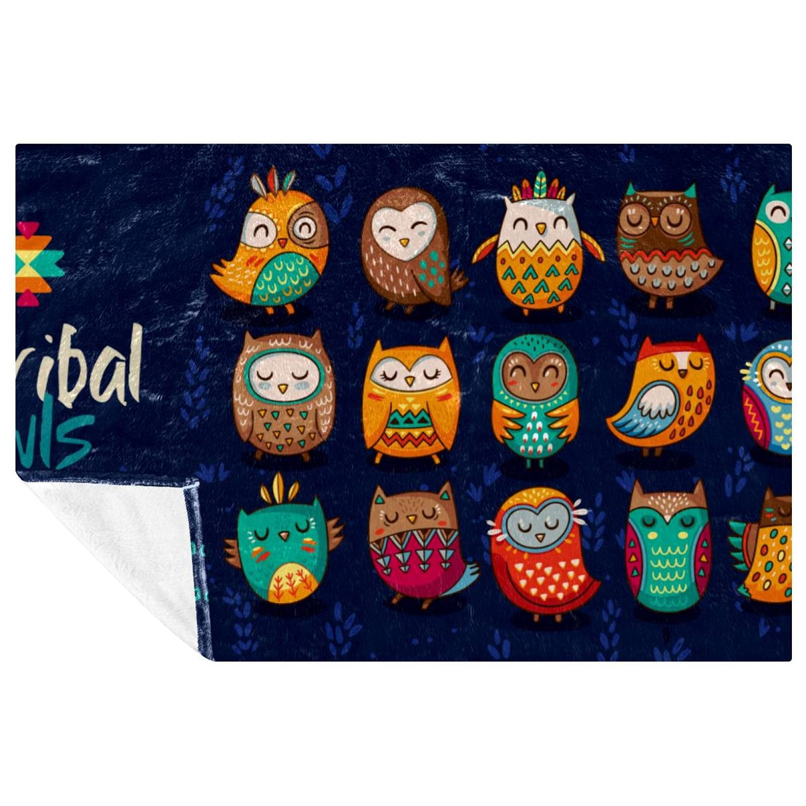Couverture douce et chaude hibou indien 150x100 cm multifonction