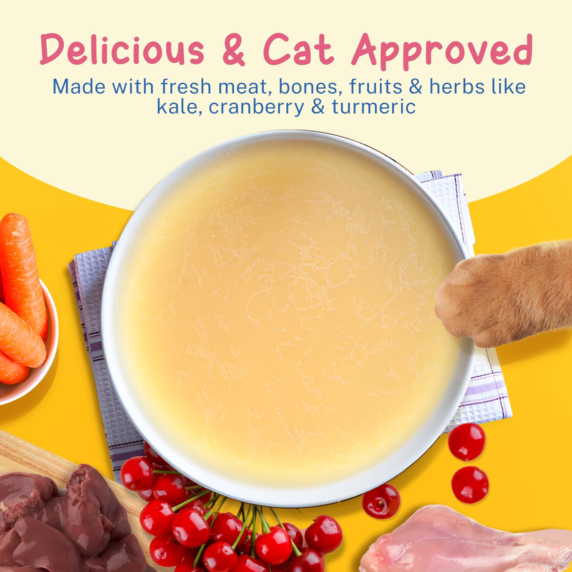 Smylo Summer Cooler, Hydration Rich Chicken Bone Broth for Cats (100ml x 3 Packs) | Rich in Collagen for Bones & Joints Health | Omega 3 & 6 for Shiny Fur & Coat | Cat Food Topper and Cat Supplements 1