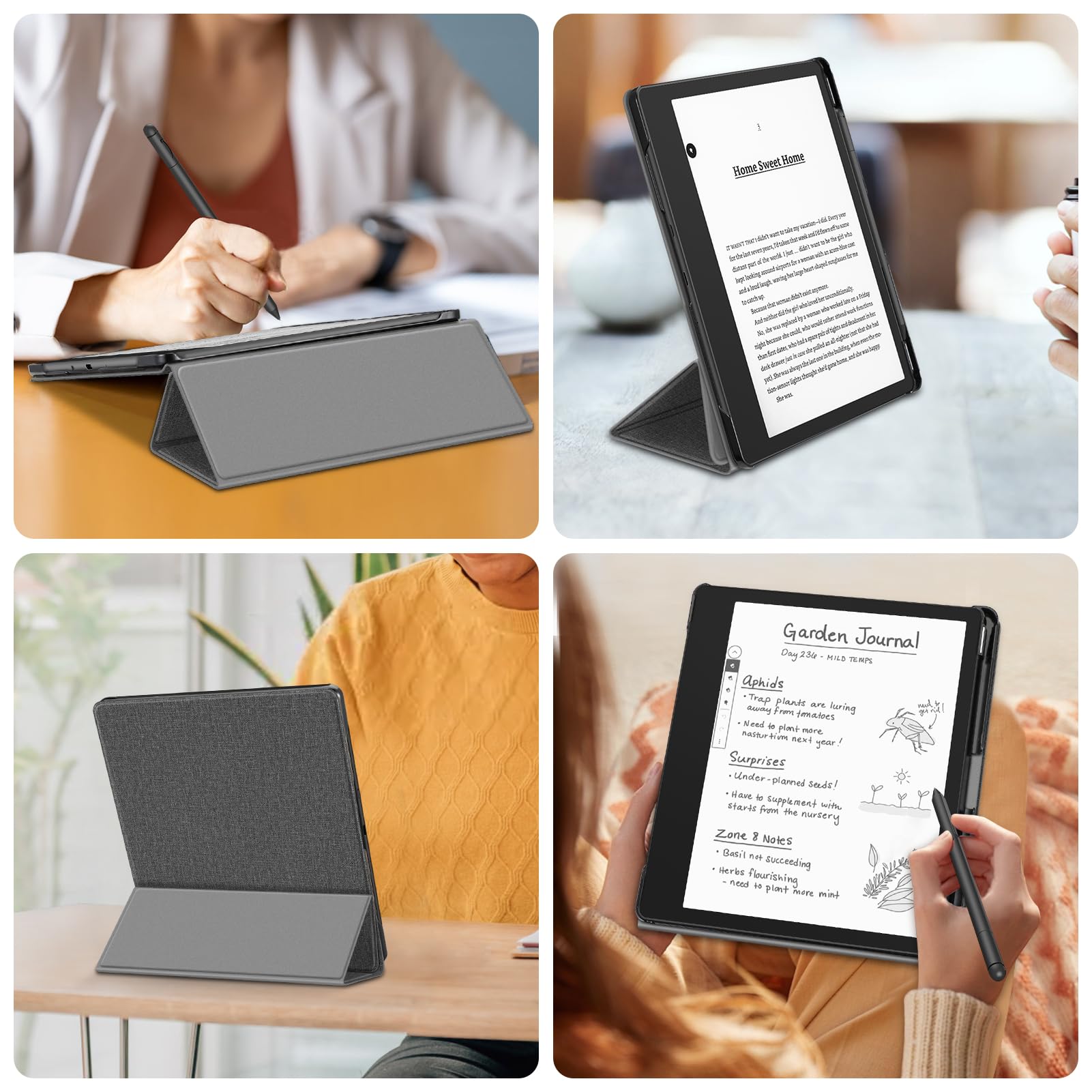 FINTIE Stand Custodia per Kindle Scribe 10,2 Pollici (Modello 2024/2022) con Portapenna - Sottile Leggero Cover Protettiva Case con Auto Sveglia/Sonno per Kindle Scribe 2024, Grigio