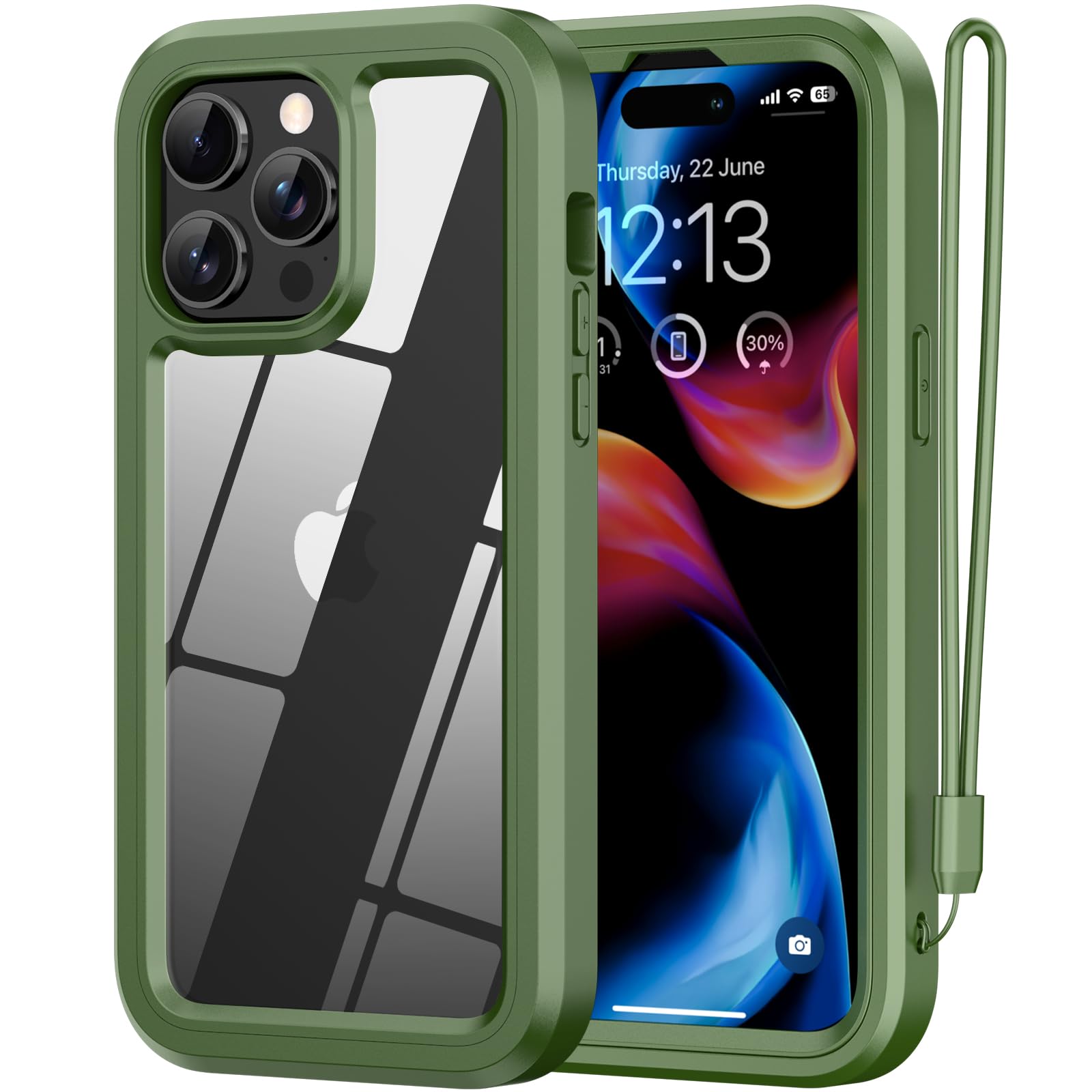 ANB for iPhone 15 Pro Max case,Soft Silicone and Clear Hard PC Back 3in1 Full Body Shockproof Heavy Duty Military-Grade Drop Protection Cover, 6.7