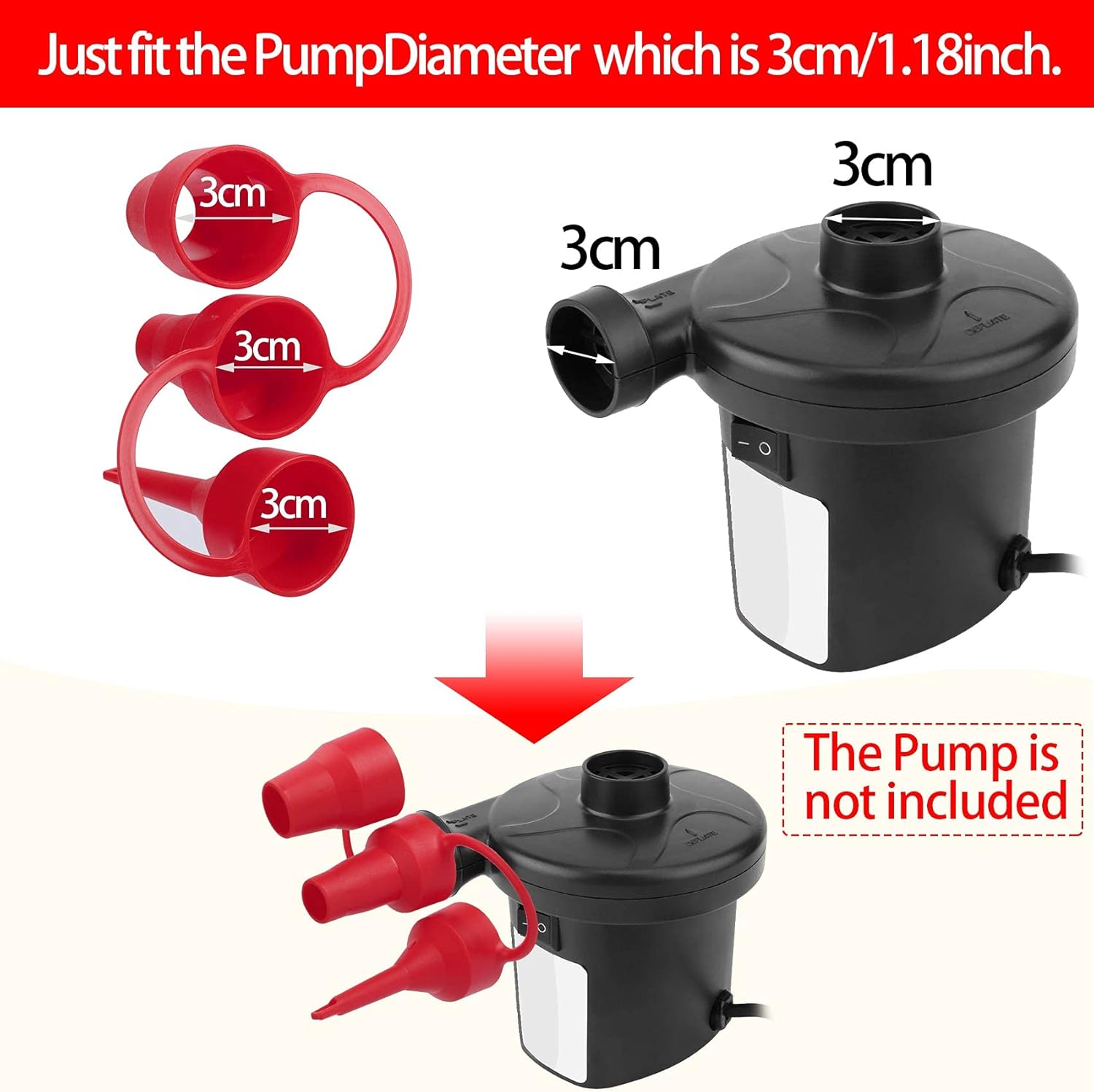 HINZIC 3 Set Replacement Nozzles, Plastic Pump Nozzles, 3 Size Pump Nozzles for Inflatables, Air Mattress, Red : Home & Kitchen