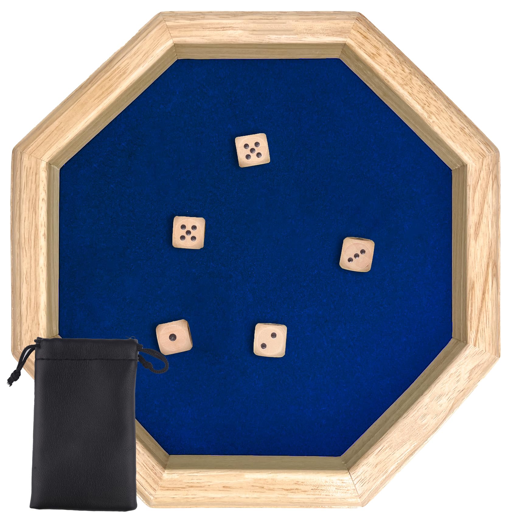 Plateau à Dés En Bois Octogonal 25,5 Cm – Avec Velours, Pour D&D, RPG, Jeux De Société, Cadeau Idéal