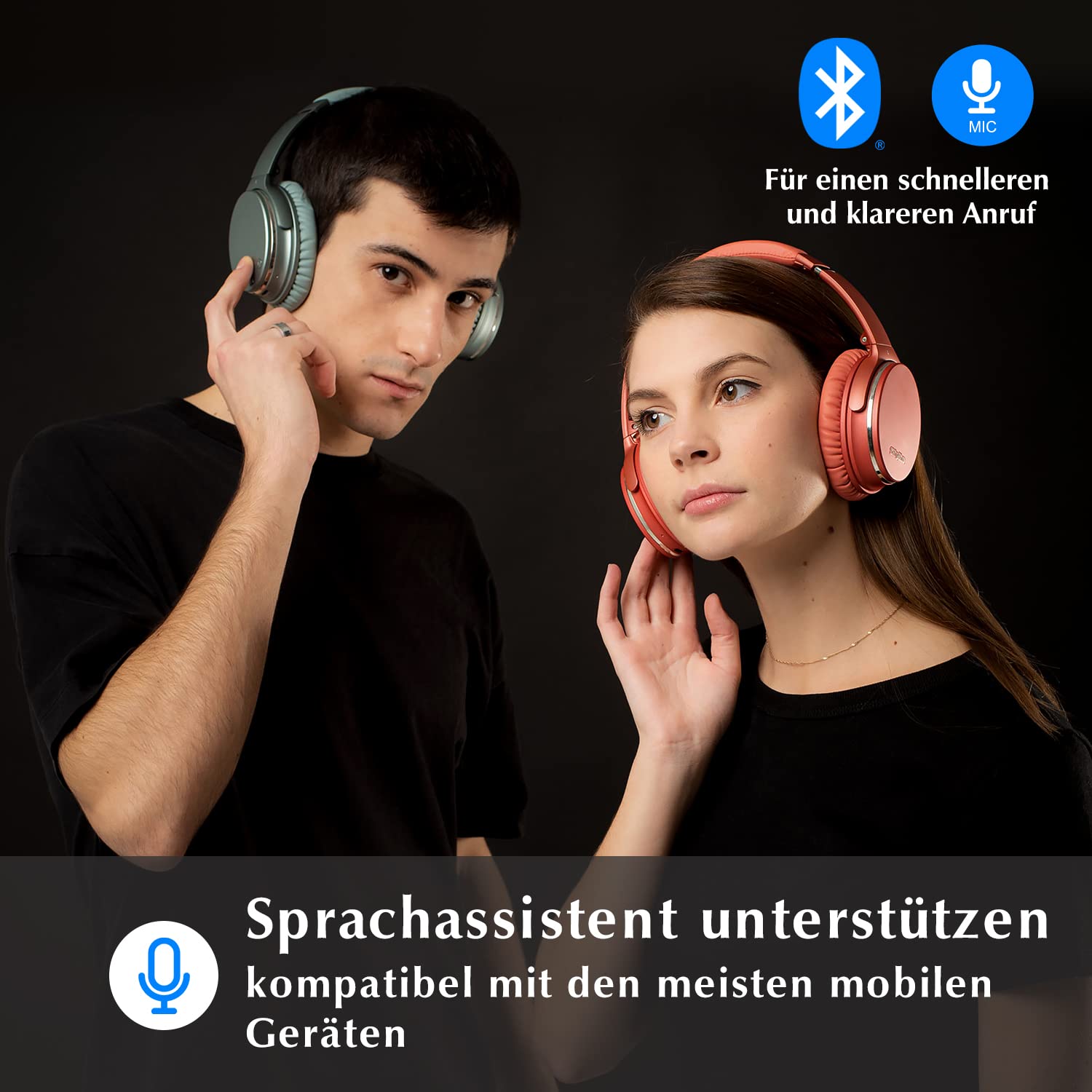 Srhythm NC35 Active Noise Cancelling Kopfhörer Kabellos Bluetooth - LDAC Modus, Schnellladung, 50+ Wiedergabe Over-Ear Kopfhoerer mit Mikrofon, Verbindung von 2 Geräten, Memory Protein Ohrmuscheln