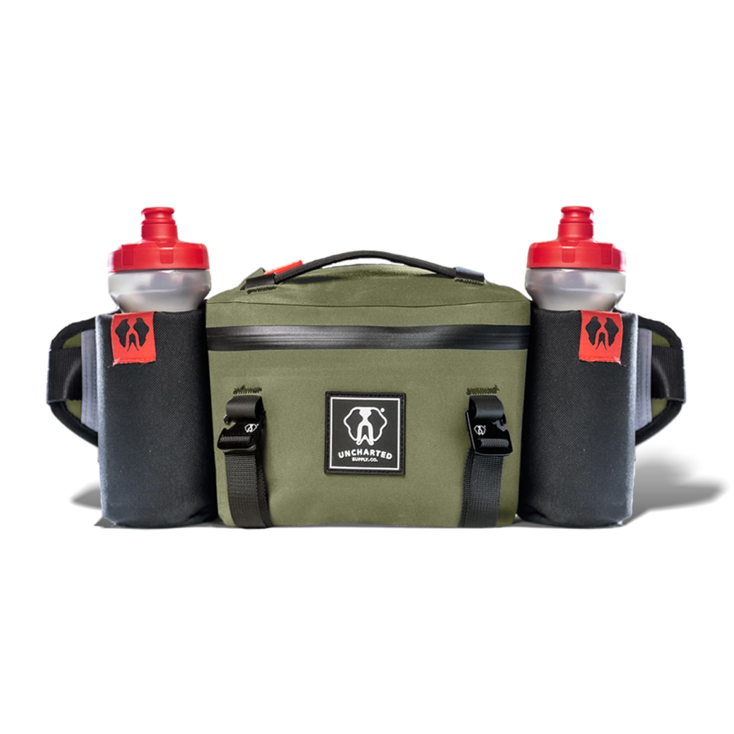 Uncharted Supply Co. Waterproof Hip Pack (Olive) – No-Bounce, Lightweight Fanny Pack for Running, Hiking & Biking – Quick-Access, Removable Bottle