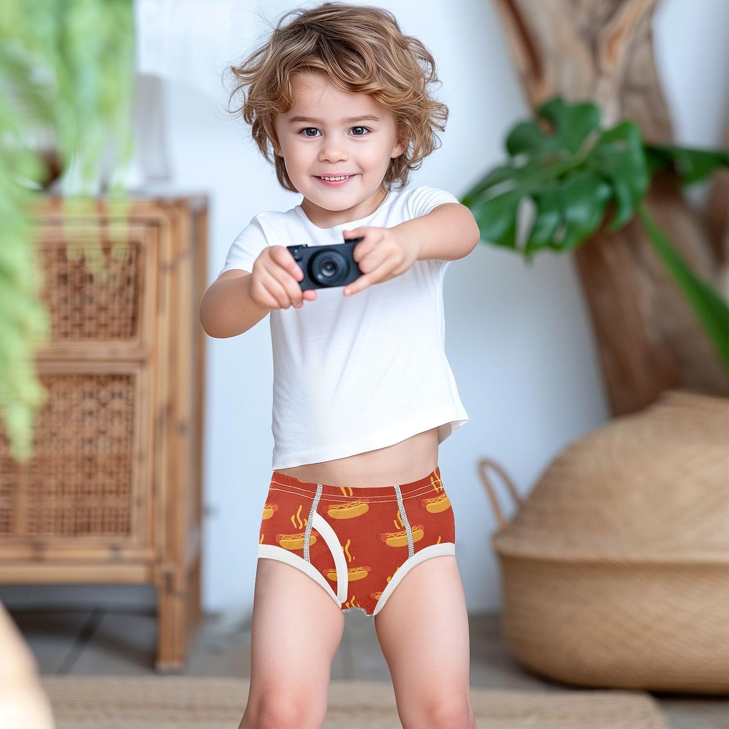 visesunny Boys Training Underwear Delicious Hot Dog Breathe Cotton Potty Briefs Size 2T-8Y for Toddler