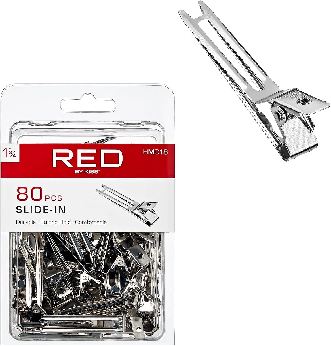 80pcs 1.75" Slide-In Hair Clips, Durable Metal Curl Setting Clips for Hairdressing, Sectioning & Retwisting, Rust-Free Hair Pins for Dreads, Dreadlocks, & Twist Styles