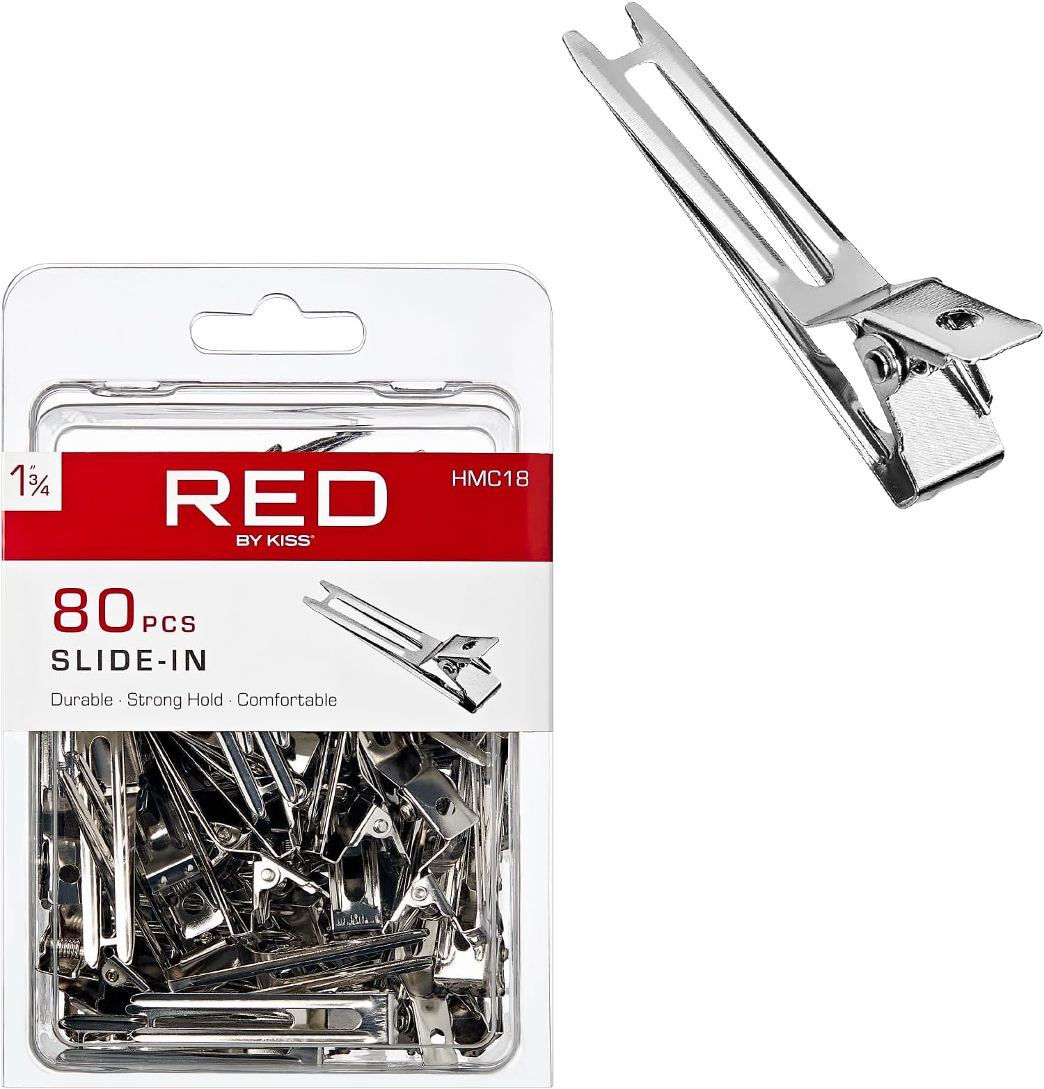 80pcs 1.75" Slide-In Hair Clips, Durable Metal Curl Setting Clips for Hairdressing, Sectioning & Retwisting, Rust-Free Hair Pins for Dreads, Dreadlocks, & Twist Styles