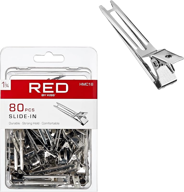 80pcs 1.75" Slide-In Hair Clips, Durable Metal Curl Setting Clips for Hairdressing, Sectioning & Retwisting, Rust-Free Hair Pins for Dreads, Dreadlocks, & Twist Styles
