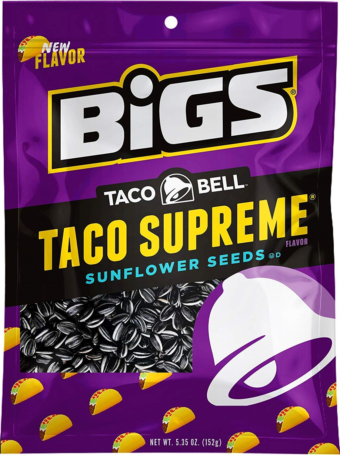 BIGS Sunflower Seeds, Taco Bell Taco Supreme Flavor, 5.35 oz. (Pack of 12)