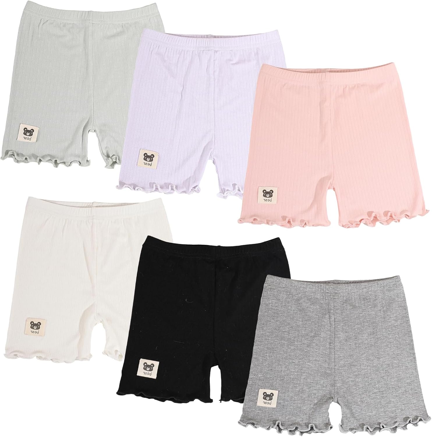 6 Pack Girls Bike Shorts Girl Spandex Breathable Under Dress Shorts for Dance Cartwheel Active Wear