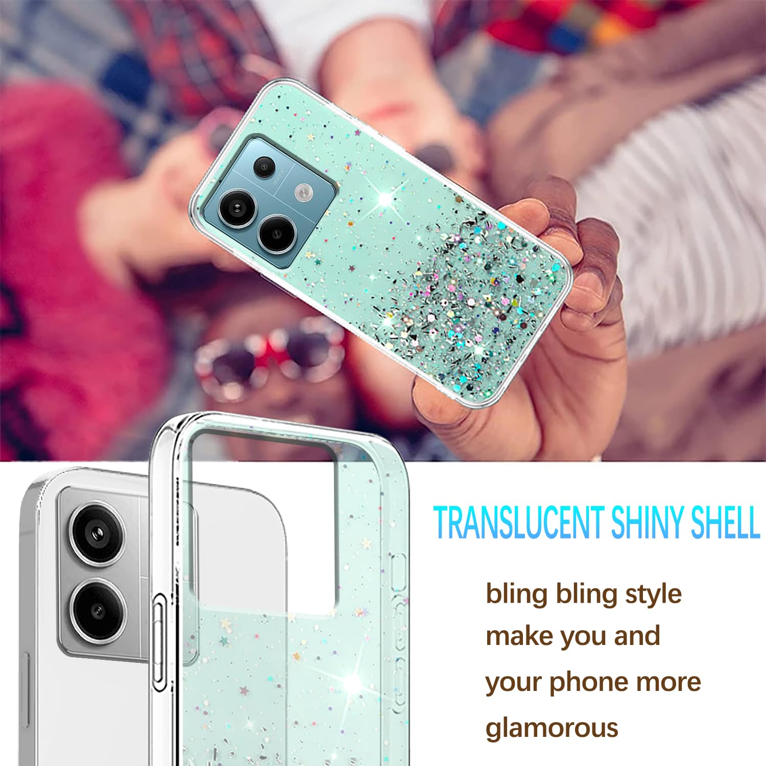 Custodia Glitter Per Xiaomi Redmi Note 13 Pro 4G: Silicone Trasparente Con Brillantini Rimovibili. Protezione E Stile! - 6