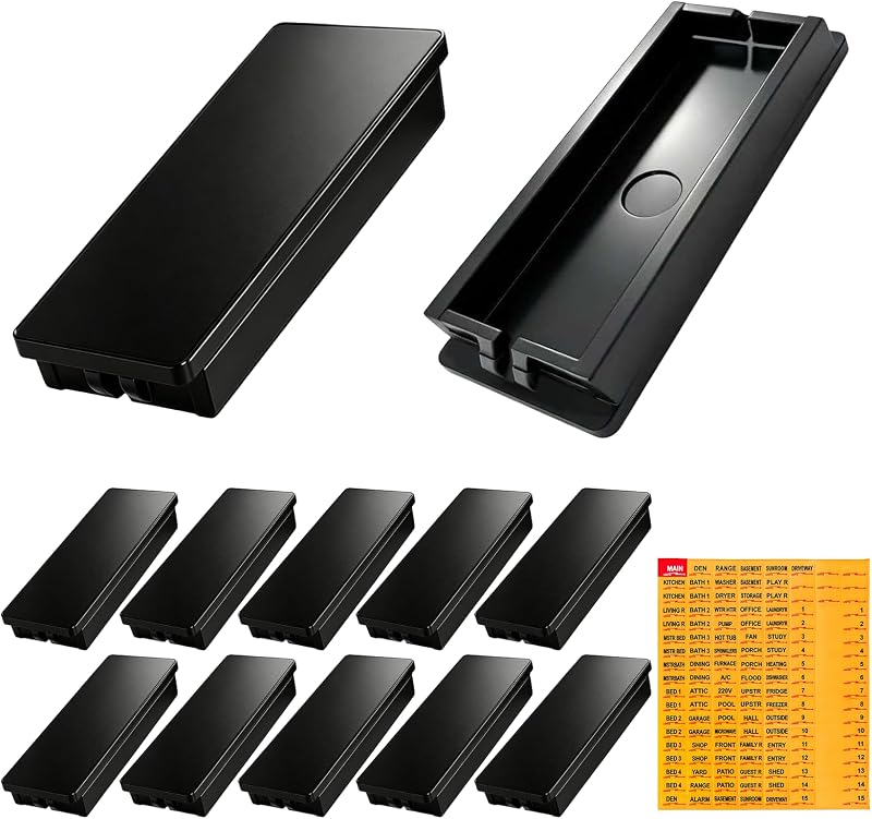 Zookpr Placa de relleno para disyuntor cuadrado D compatible con Schneider Electric HOMFPCP Homeline Series, disyuntor en blanco de 1 pulgada, con etiquetas adhesivas para panel eléctrico, paquete de 12