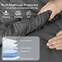 Vista 2 de Protector de colchón tamaño Queen, impermeable, lavable, funda acolchada ajustable tamaño Queen, protección de cama de plástico silencioso, bolsillo