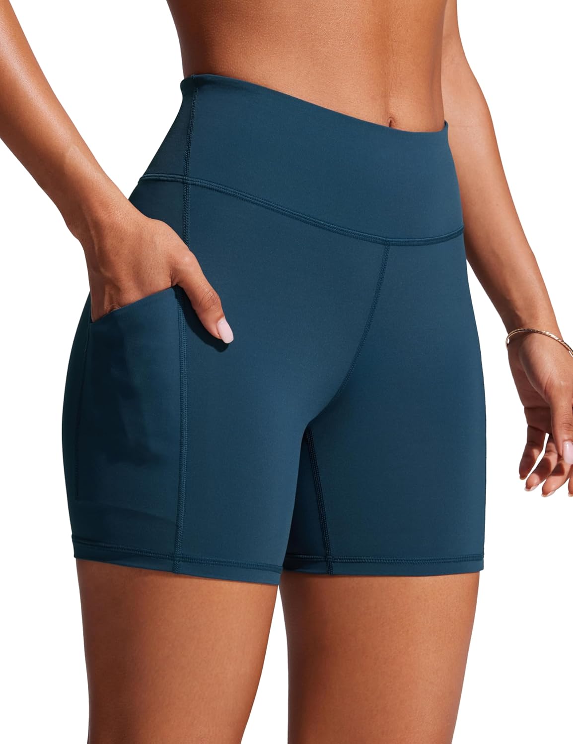 CRZ YOGA Womens 6'' Swim Board Shorts High Waisted Quick Dry Bathing Bottoms Swimsuit Trunks with Liner and Pockets