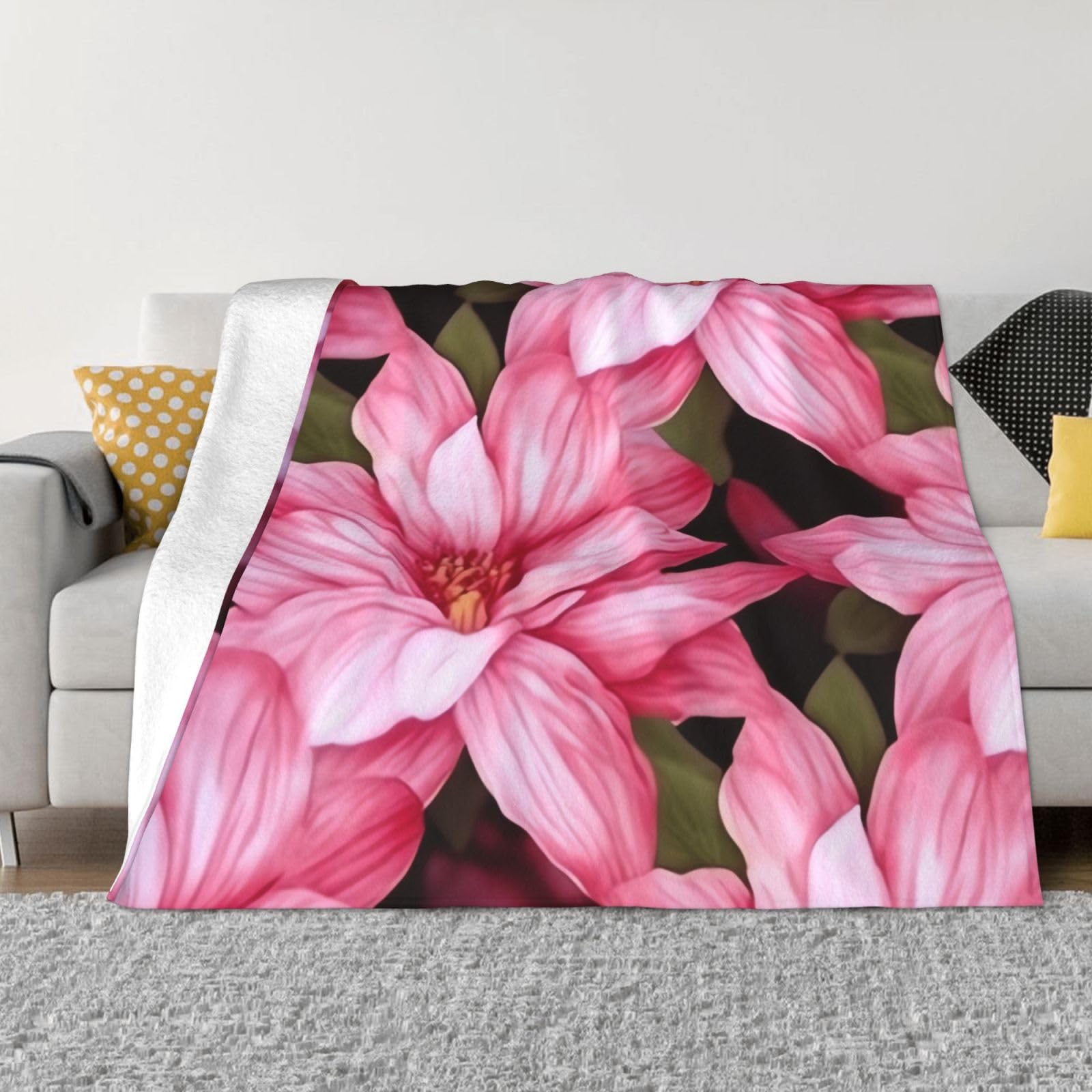 Couverture micro-polaire ultra douce luxe et design floral pour lit double