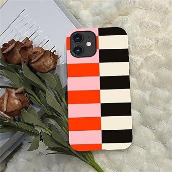 DAIZAG Compatible with iPhone 12/12Pro Case,Red Black Stripe Pattern 2 in 1 Heavy Duty Shockproof Rugged Hard PC+Soft Silicone Protective Cover
