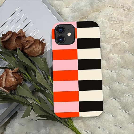 DAIZAG Compatible with iPhone 12/12Pro Case,Red Black Stripe Pattern 2 in 1 Heavy Duty Shockproof Rugged Hard PC+Soft Silicone Protective Cover