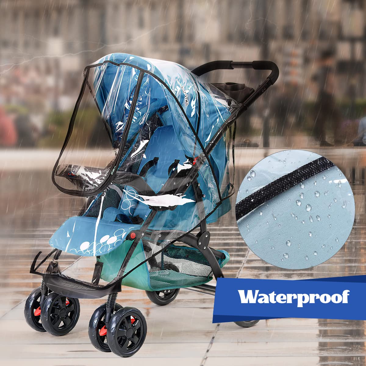 Parapioggia Universale Trasparente Per Passeggino - Anti Pioggia, Neve, Vento, Polvere - Foto 9