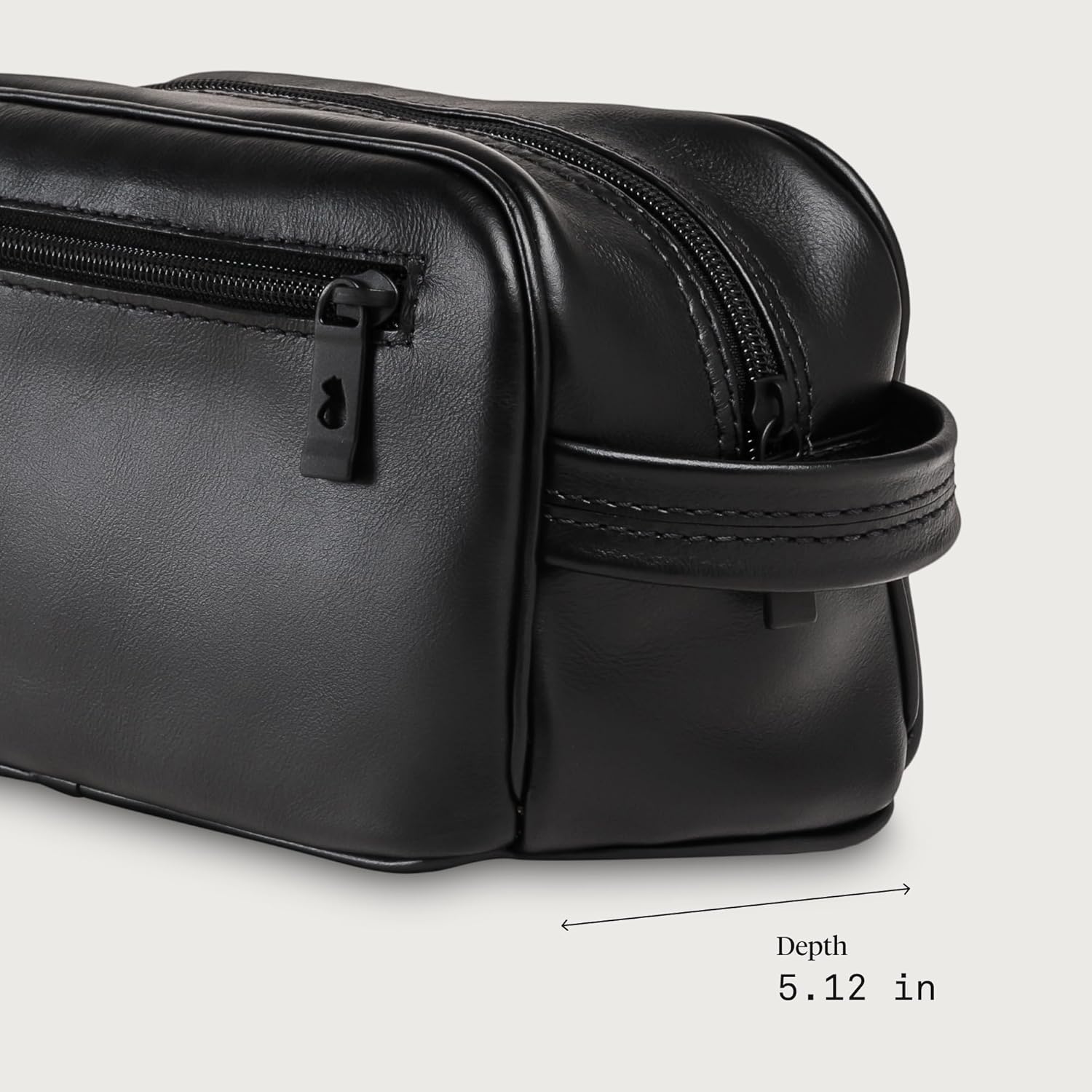 Nordweg Leather Toiletry Bag NW092 – Waterproof Lining, Internal and External Zip Pockets, Hanging Strap (Black)